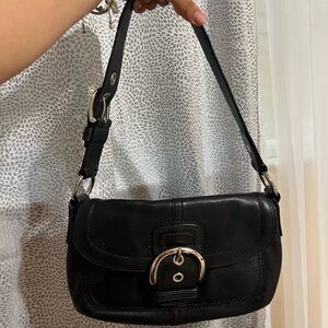 Coach Black Leather soho Shoulder Bag with silver Accents